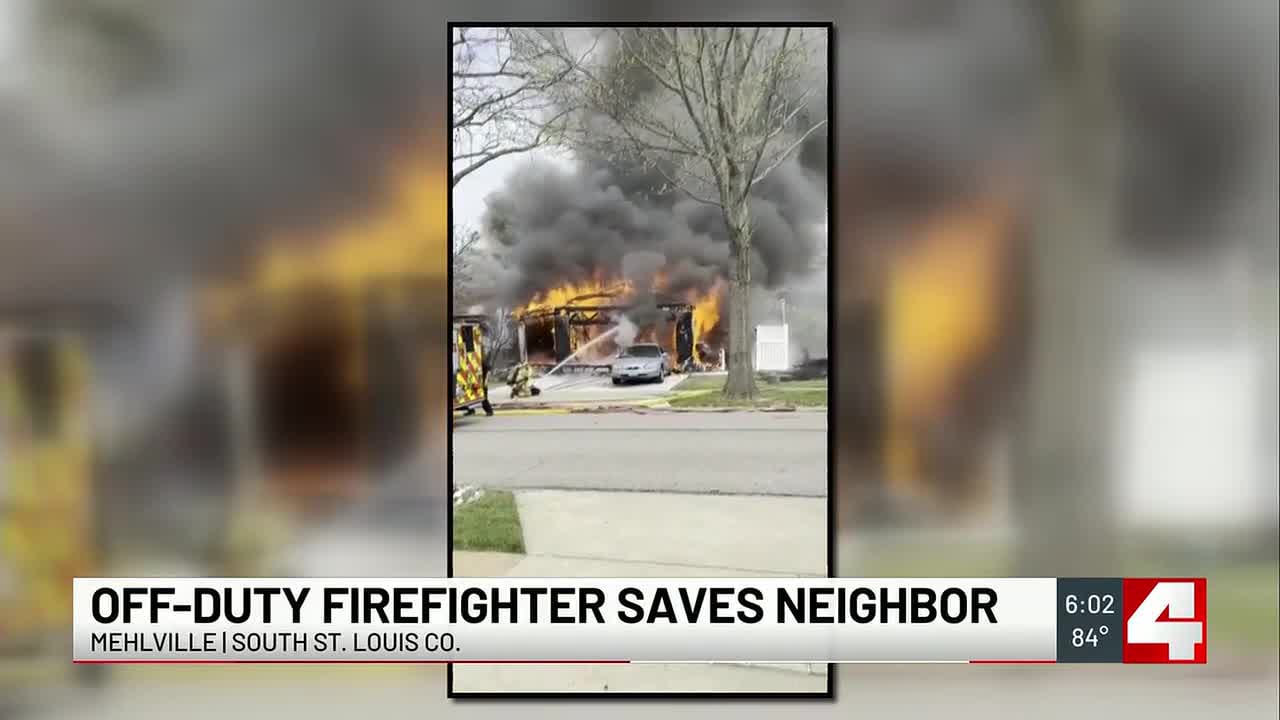 Off-duty firefighter saves neighbor from blazing fire
