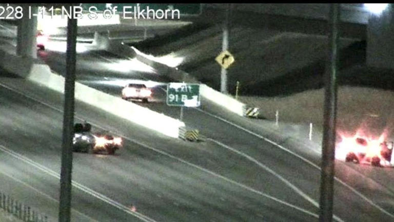 Driver taken into custody after crashing into light pole on I-11 near ...
