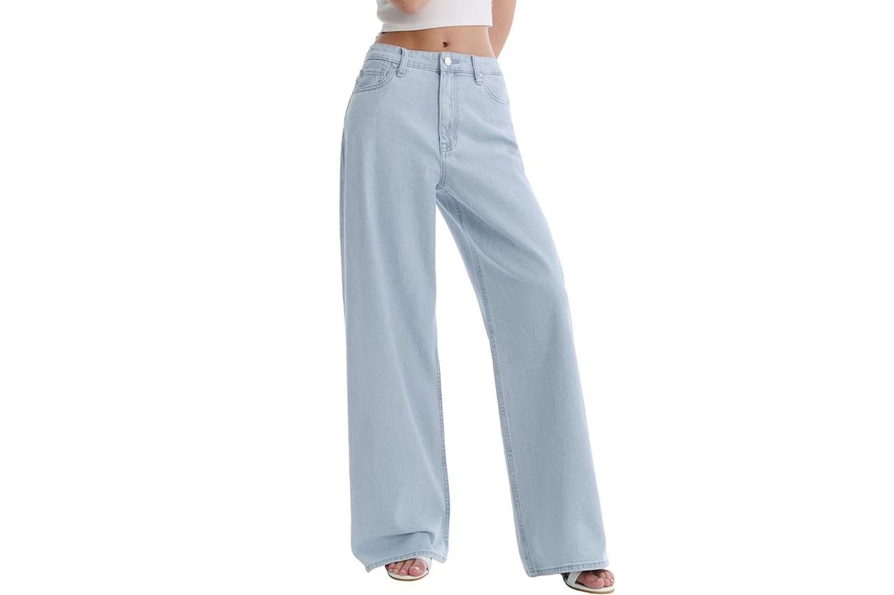 sgivl womens adjustable waist wide leg jeans
