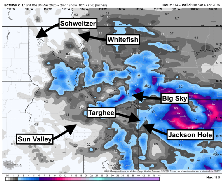 2+ feet of snow will hit Utah, Wyoming, and Montana this week