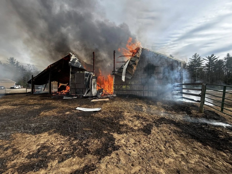 Crews battle barn fire in Gansevoort