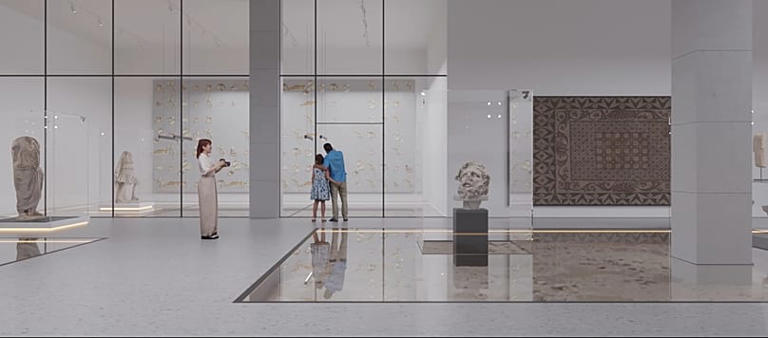 A look inside the museum’s future exhibition space, where historic artifacts will be displayed with clean lines and natural light Art and Culture Development Foundation of Uzbekistan