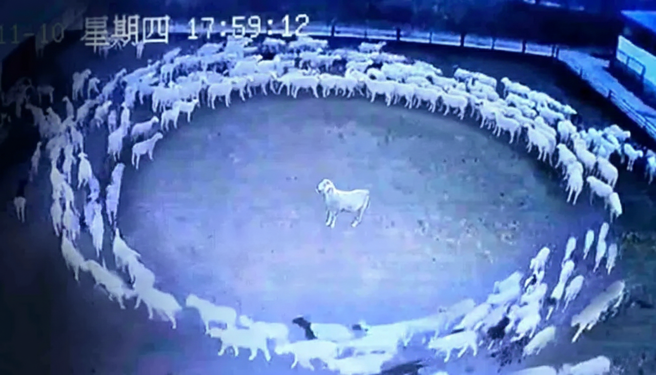 Footage of synchronized circling sheep triggers scientific alarm
