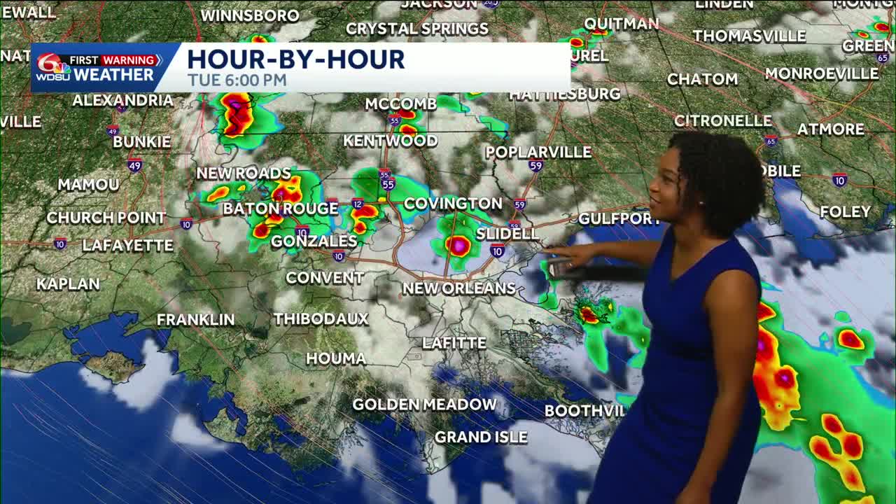Another round of scattered showers and storms in your Tuesday forecast ...