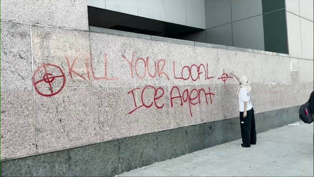 Masked agitator urges people to 'kill' ICE agents in graffiti message