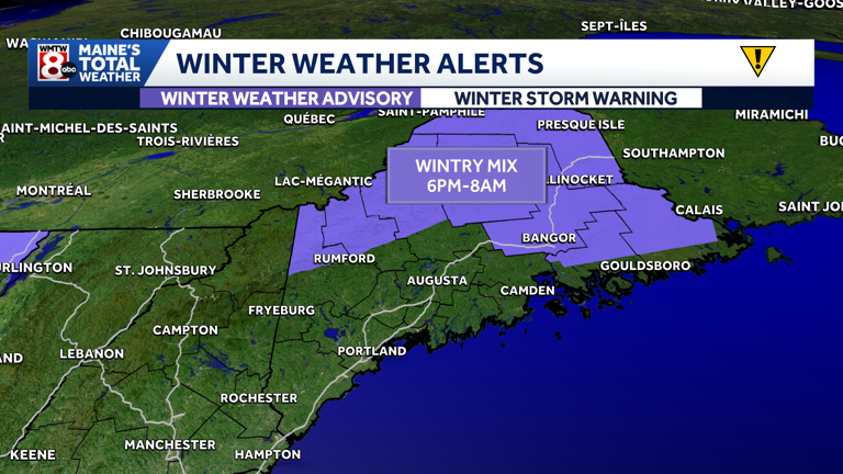 Downpours and icy spots in Maine Tuesday night