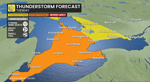 Thunderstorm risk in southern Ontario, rounds of ice, snow, and rain to ...