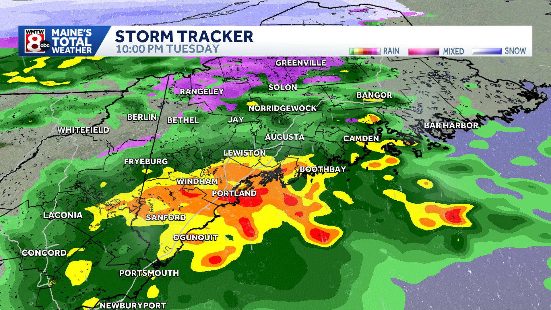 Downpours and icy spots in Maine Tuesday night