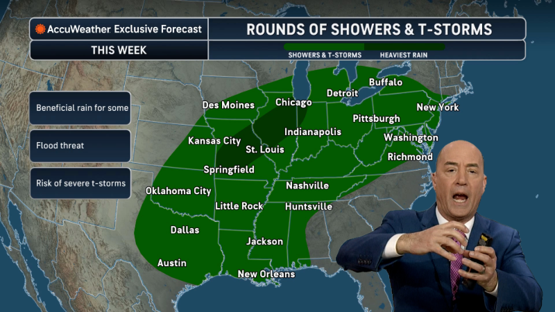Rounds of rain and storms expected in the central US