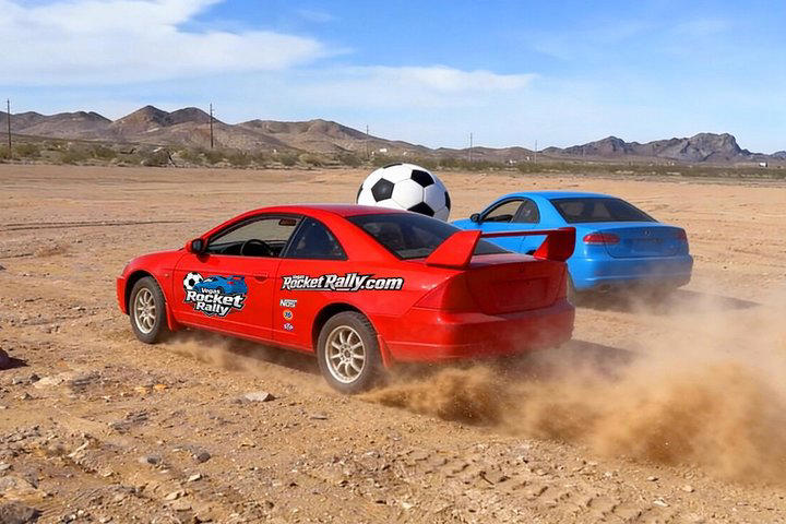 Play car soccer at the Vegas Rocket Rally Experience