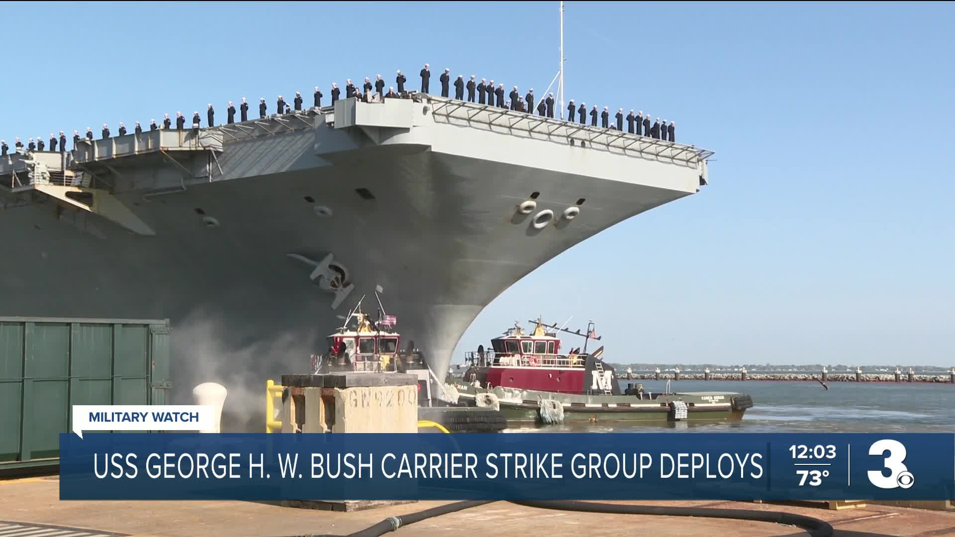 USS George HW Bush departs from Naval Station Norfolk