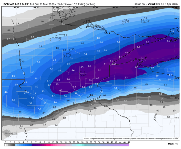 Latest storm tracks, heavy snow outlooks for 2 systems targeting Minnesota