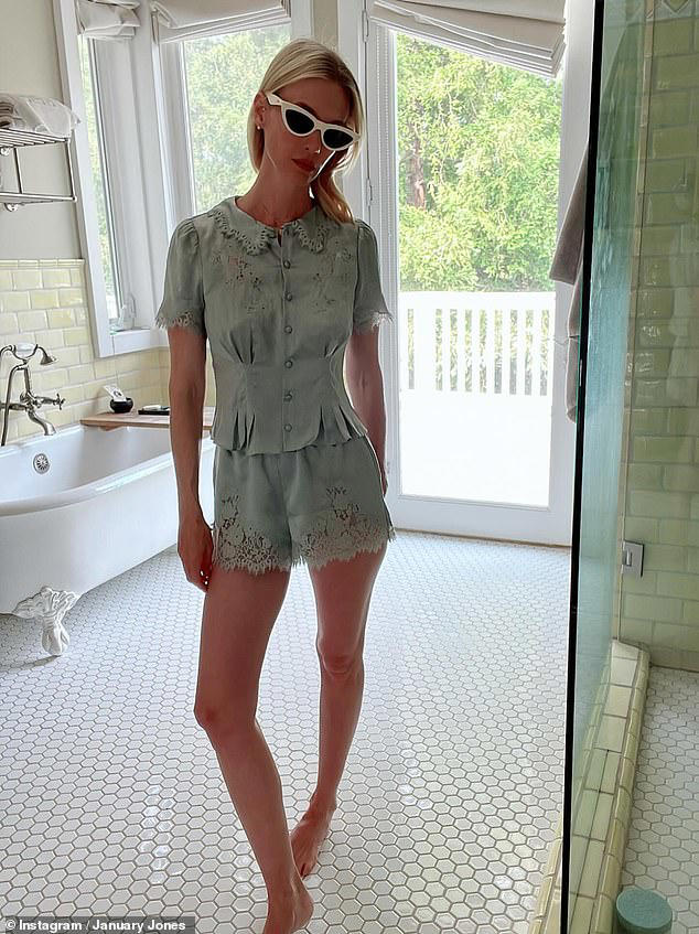 January Jones has showed off her dramatic transformation in a new social media post as she celebrated the start of spring break with her followers on Monday