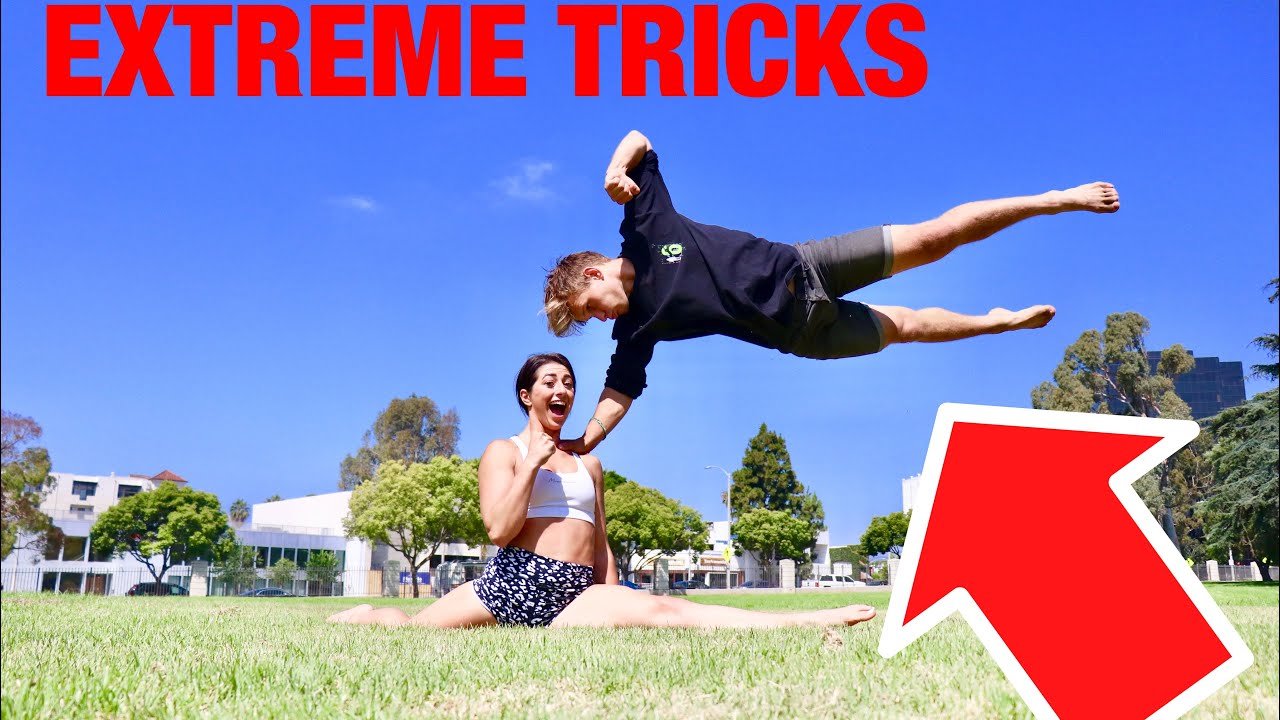 Watch acrobats compete in a thrilling flipping challenge