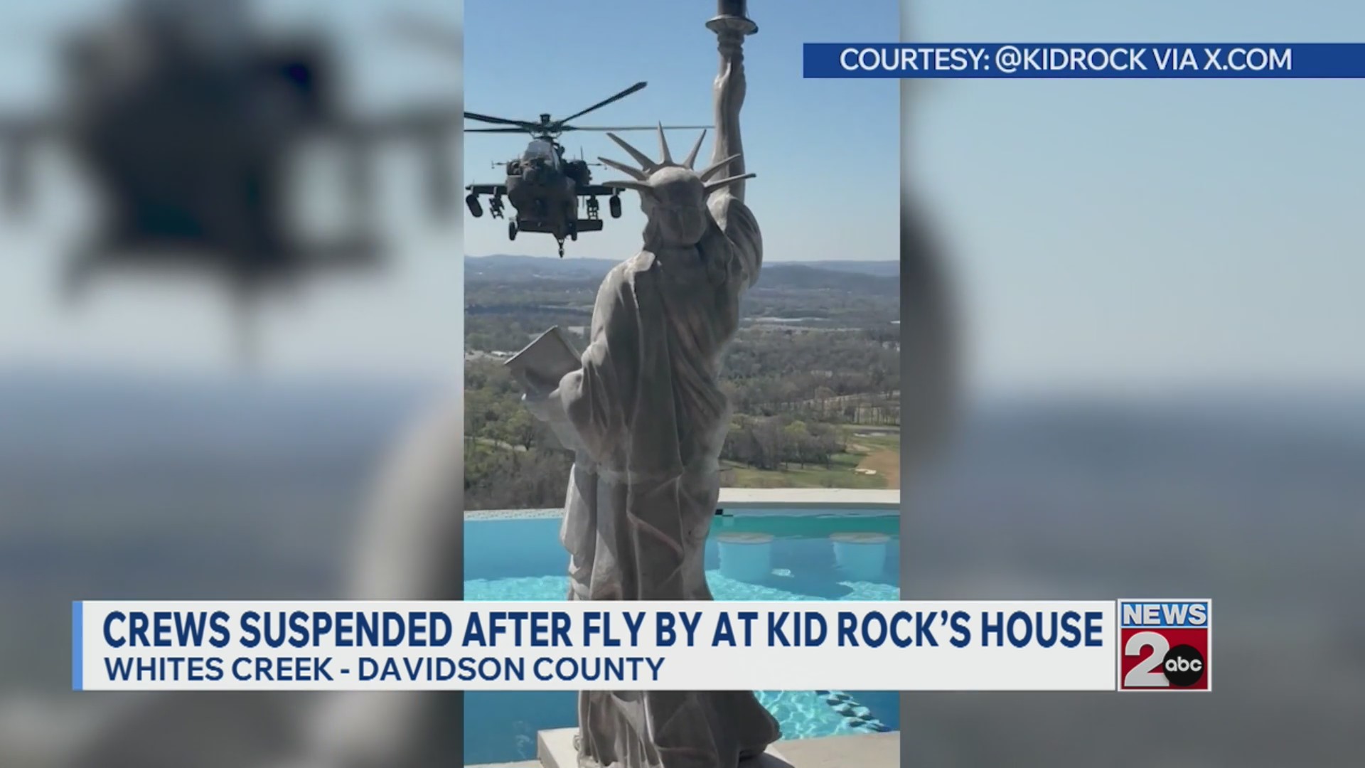 Crews suspended after fly by at Kid Rock's house