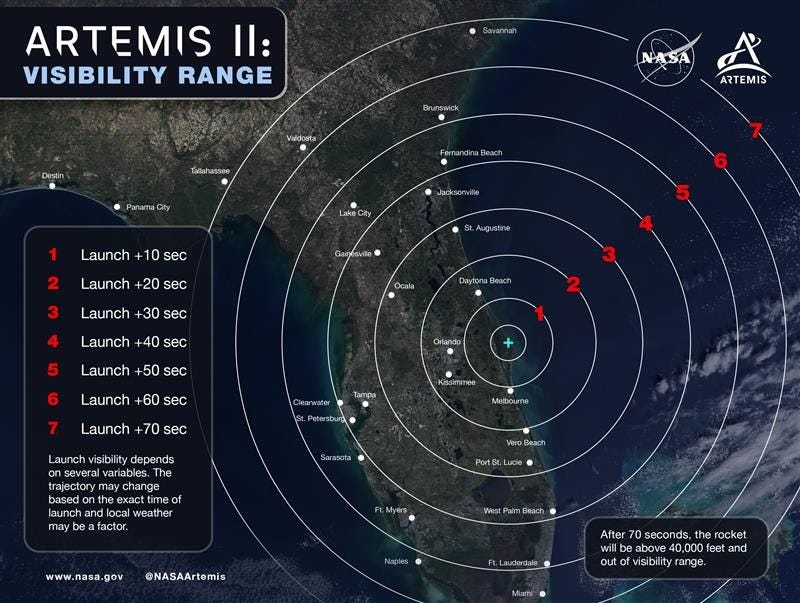Artemis II rocket launch may be visible on East Coast. How to see it in