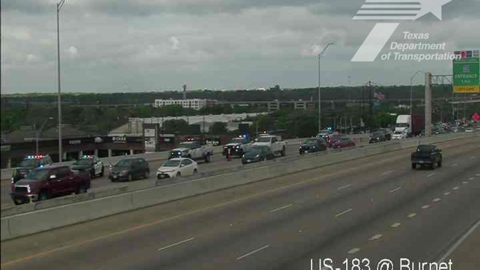 Towed vehicle catches fire on US 183 at Burnet Road, causing lane closures