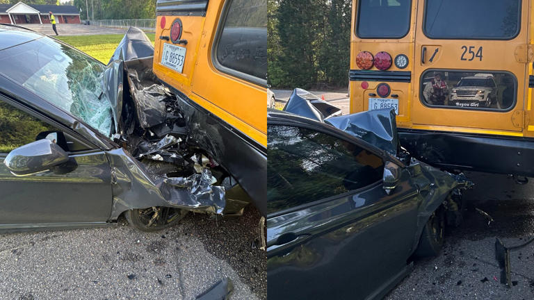2 injured after 2-vehicle crash involving school bus in Jones County