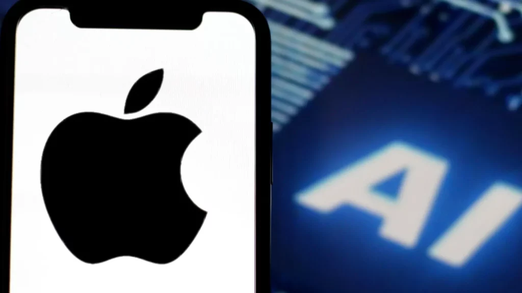 Logo of Apple and AI is displayed.