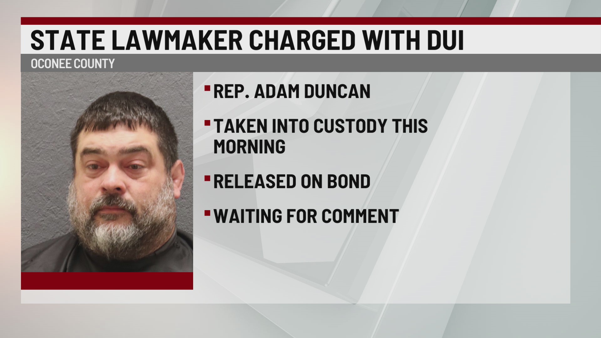 SC state lawmaker arrested for DUI in Oconee County
