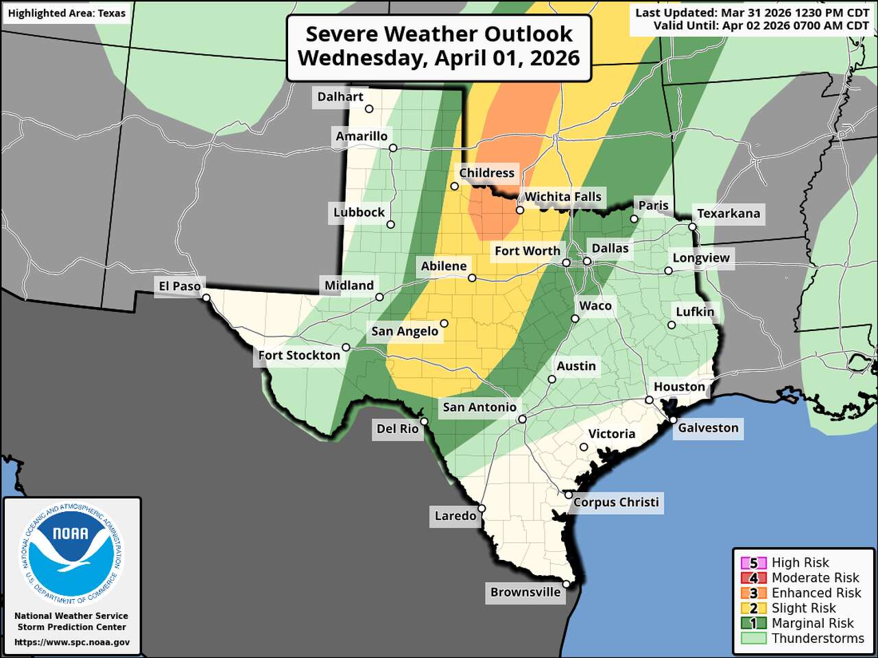 Severe storm, large hail threat, rising Wednesday for parts of Texas ...