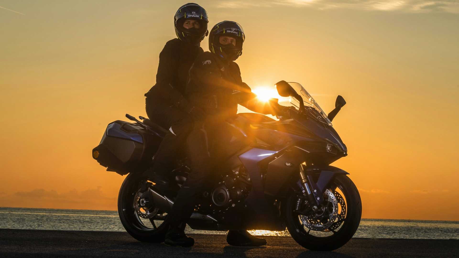 2026 Suzuki GSX-S1000GT+ with pillion and luggage cinematic shot