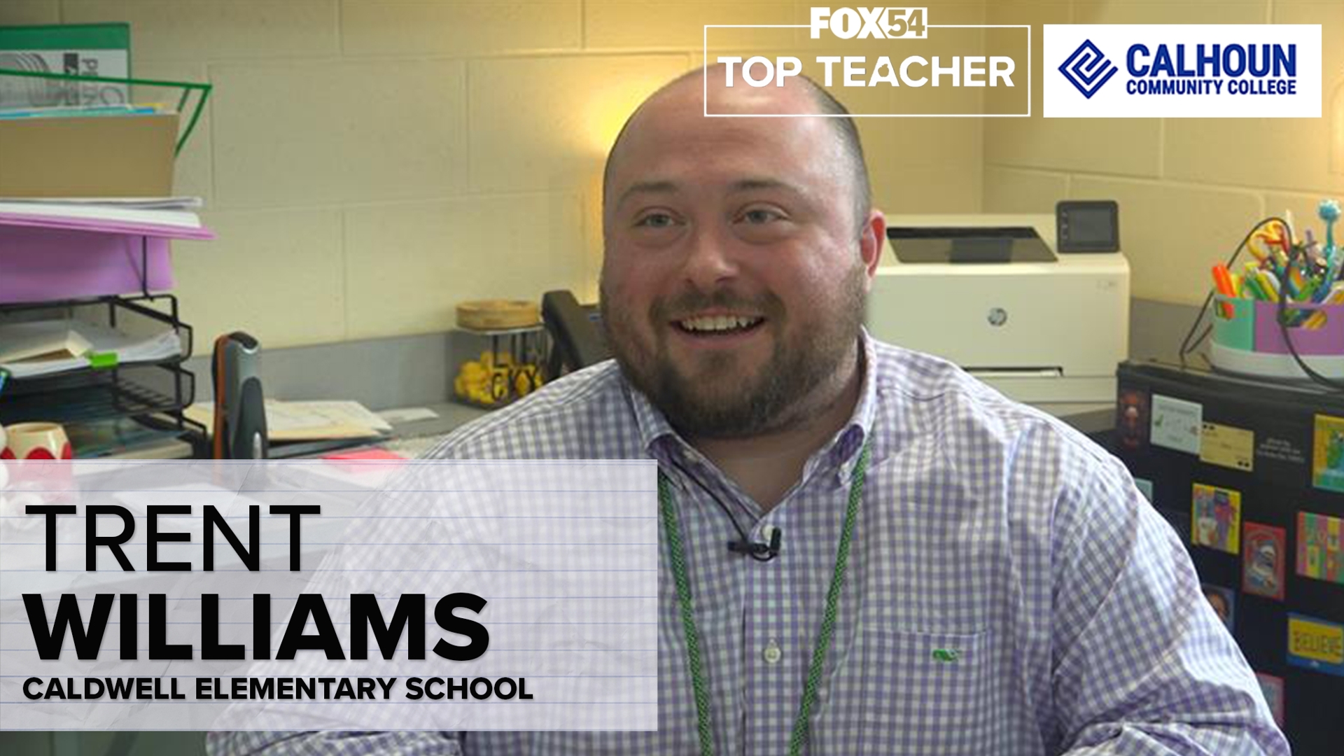 FOX54 top teacher Trent Williams of Caldwell Elementary School