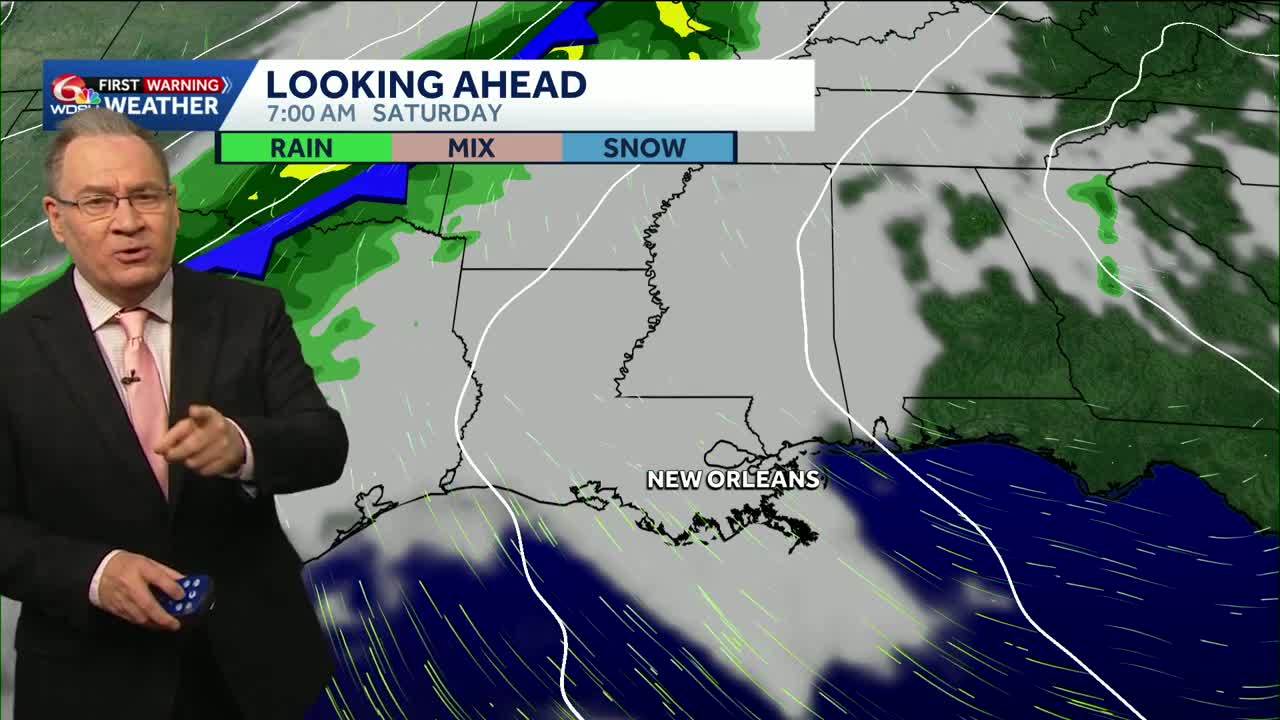 Scattered rain and isolated storms and a weekend cold front