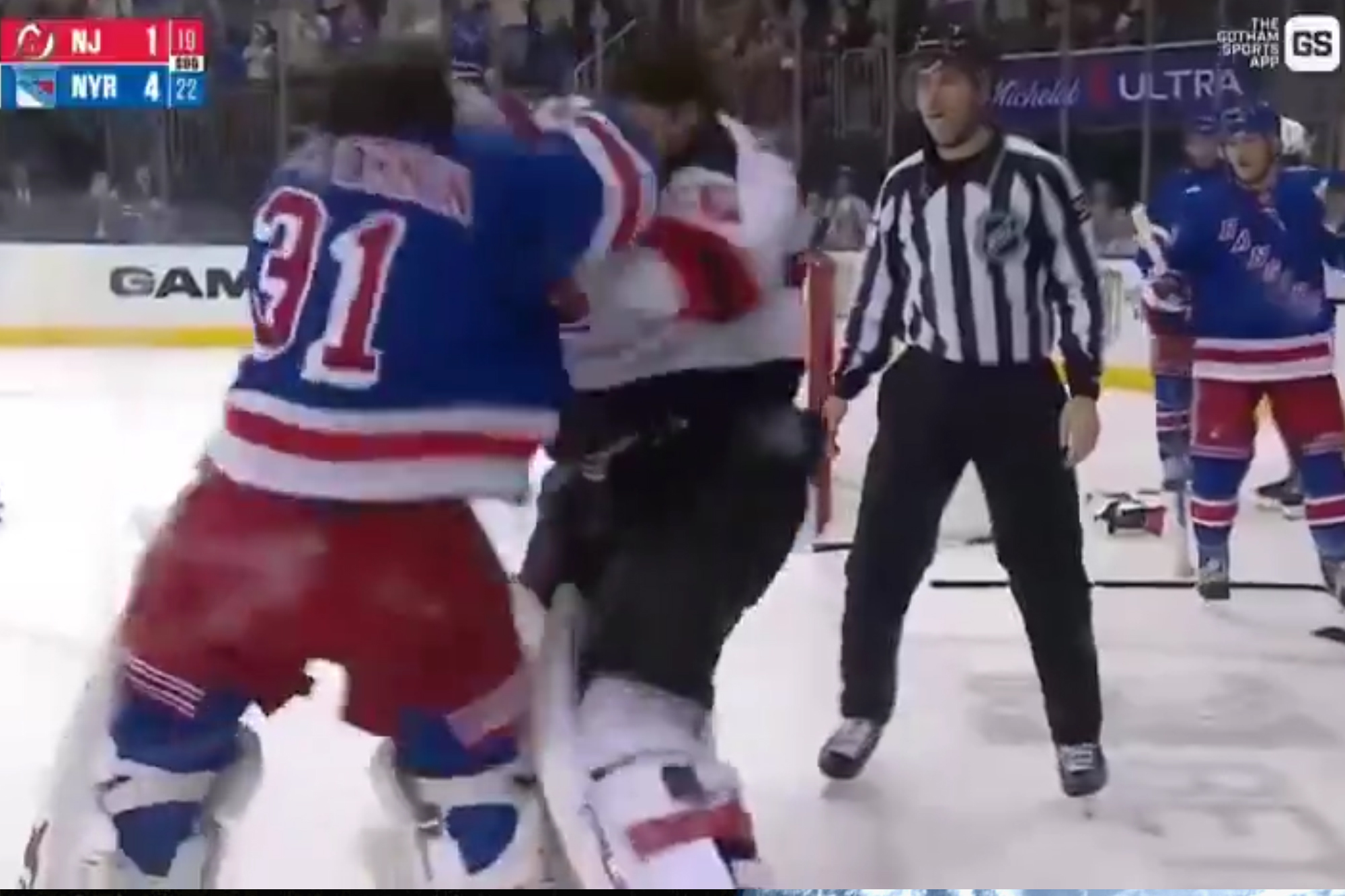 Rangers’ Igor Shesterkin gets into heated goalie fight with Devils ...