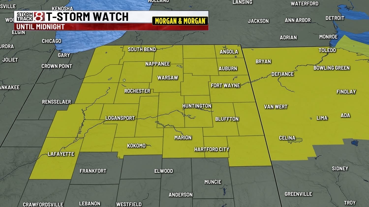 Severe thunderstorm watch issued for much of northern Indiana