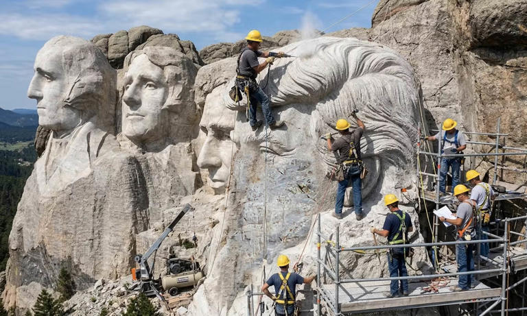 Taking shape: The new face of Mount Rushmore