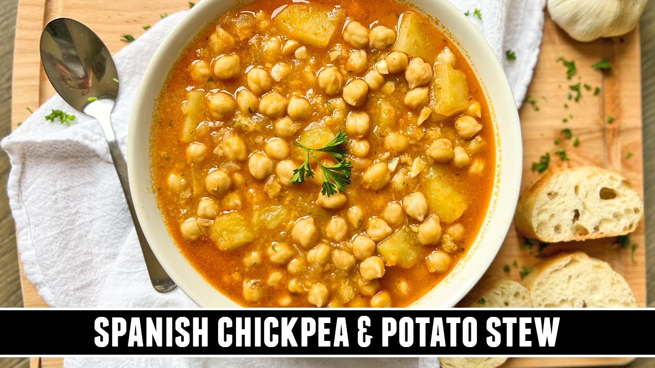 Spanish chickpea and potato stew with rustic Mediterranean flavor
