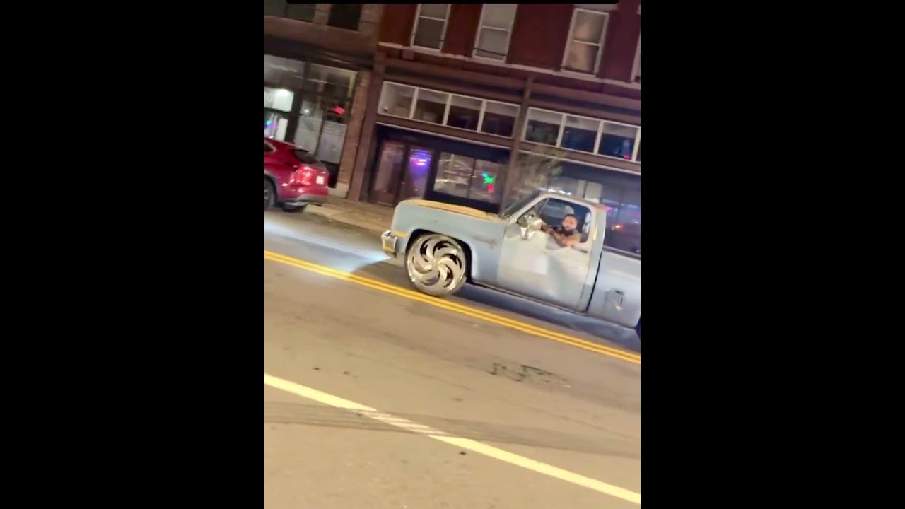 Chevy Shortbed Truck and Box Chevy Takin off Downtown