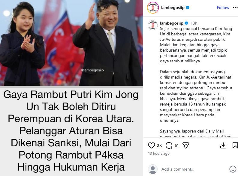 [VIRAL] Gaya rambut putri Kim Jong Un dilarang di Korea Utara, pelanggar terancam hukuman berat
