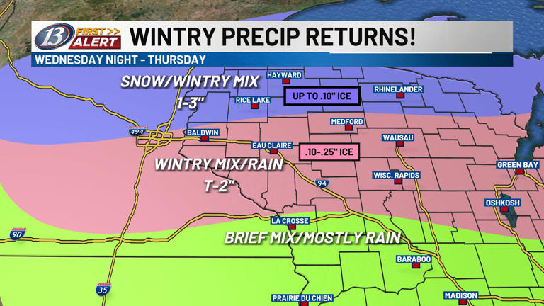 13 First Alert: Spring storm to bring wintry precipitation and ice ...