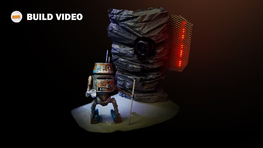 Star Wars diorama build featuring a Mandalorian droid mashup