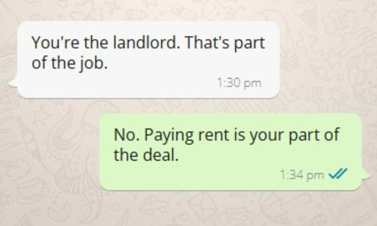 Landlord's infuriating text exchange as his tenant racks up an eye ...