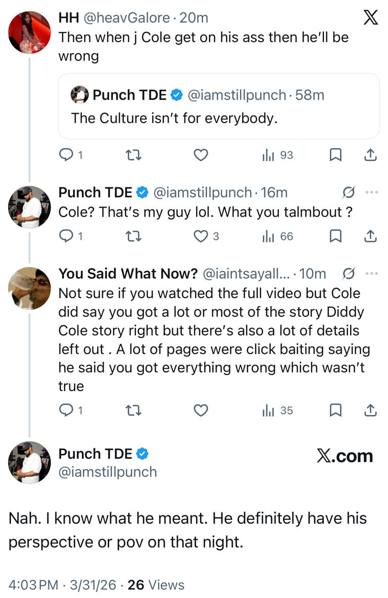 Punch responds after J Cole claims his 2013 Diddy fight story is ...