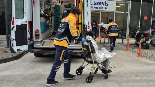 A survivor is taken to hospital in Bodrum, Turkey. Pic: Reuters