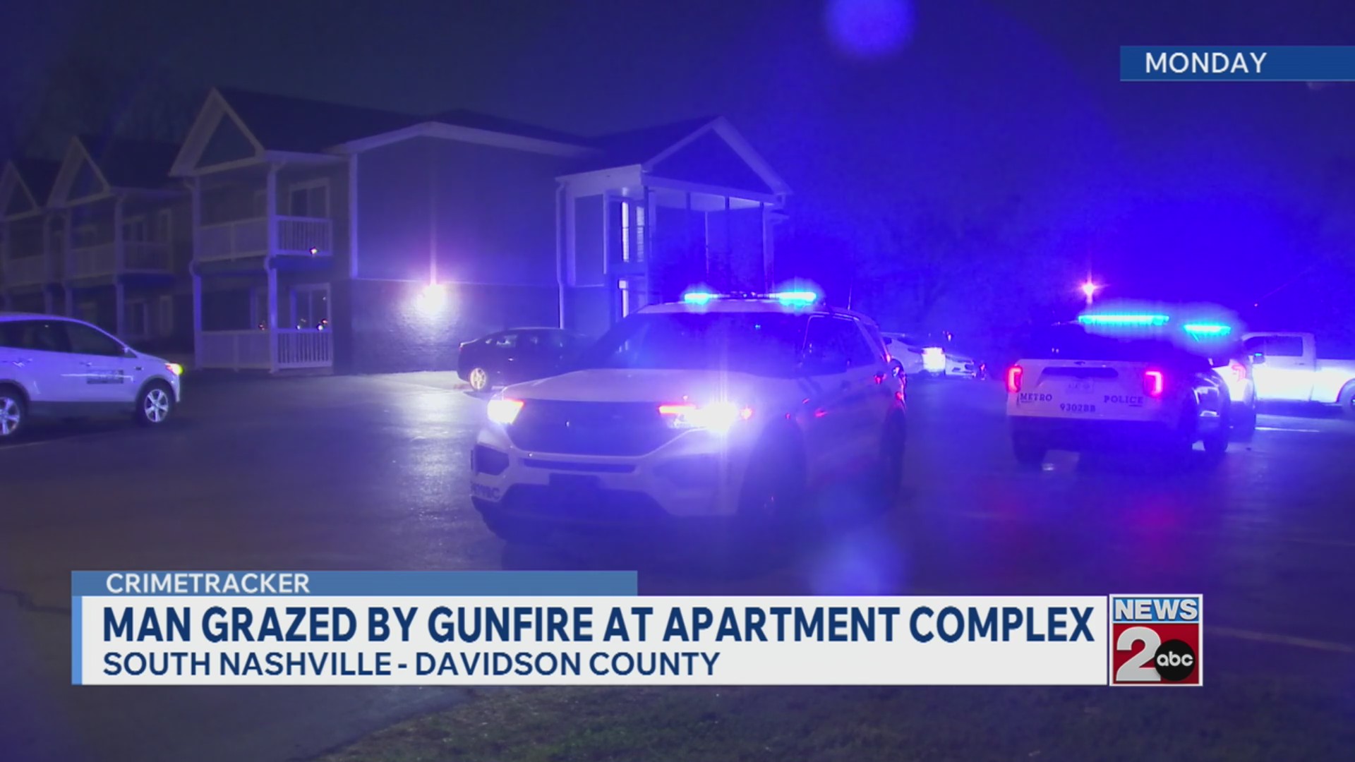 Man grazed by gunfire at apartment complex in South Nashville
