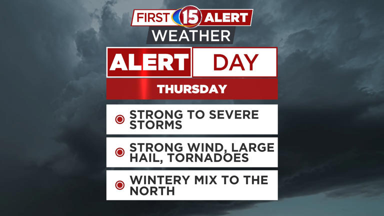 First alert day Thursday - strong to severe storms possible