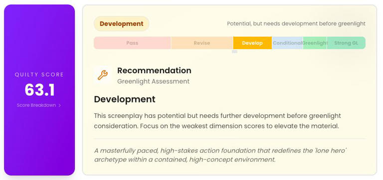 We tried Quilty, the AI tool that analyzes scripts. The results were ...