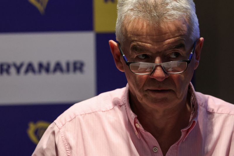 Ryanair CEO Michael O'Leary speaks at a press conference on the current situation in civil aviation in connection with the ongoing conflict in the Middle East, in Warsaw, Poland March 3, 2026. REUTERS/Kuba Steżycki