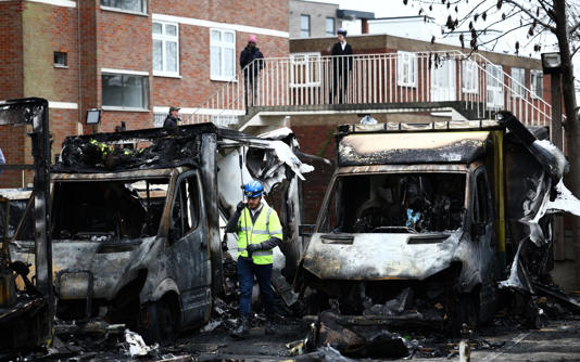 Four ambulances owned by a Jewish charity were set on fire outside a synagogue in Golders Green, north London, in the early hours of March 23