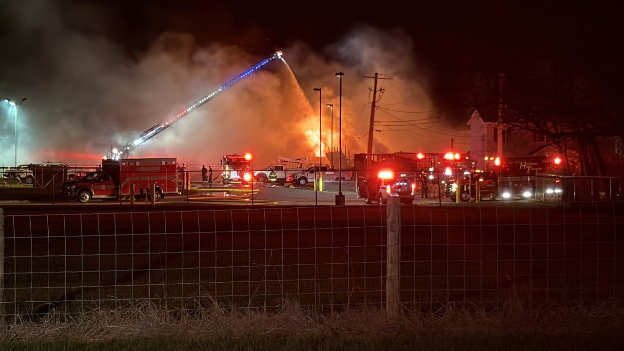 Explosions, windy conditions cause problems in fire at area lumber ...