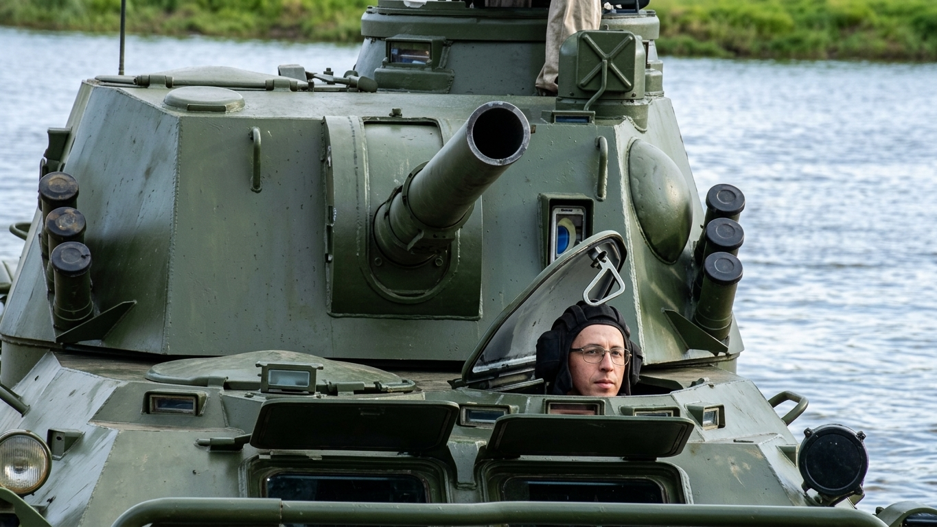 This tank went into the water - then he came out