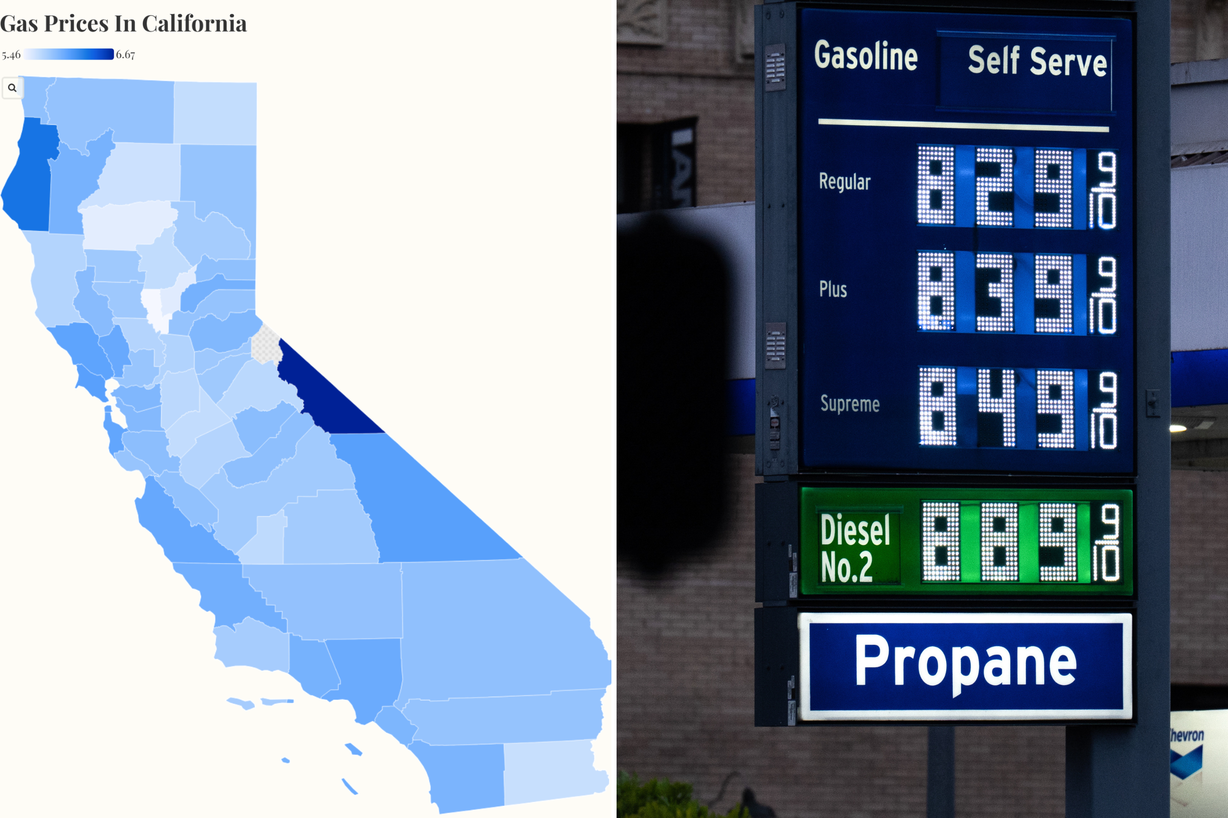 Map reveals where gas prices have hit $6 in California