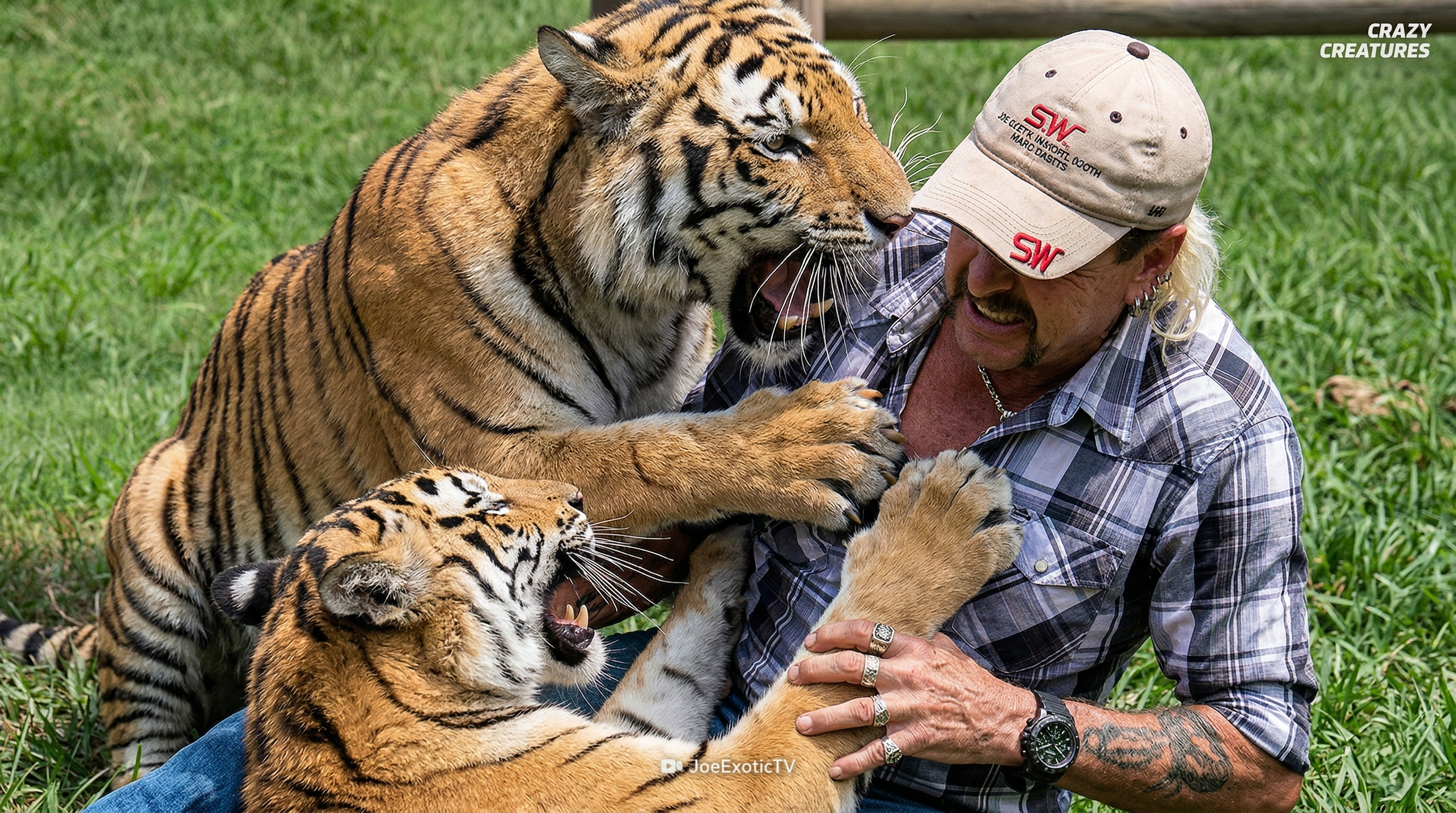 Watch what happens when a tiger locks onto a human as target