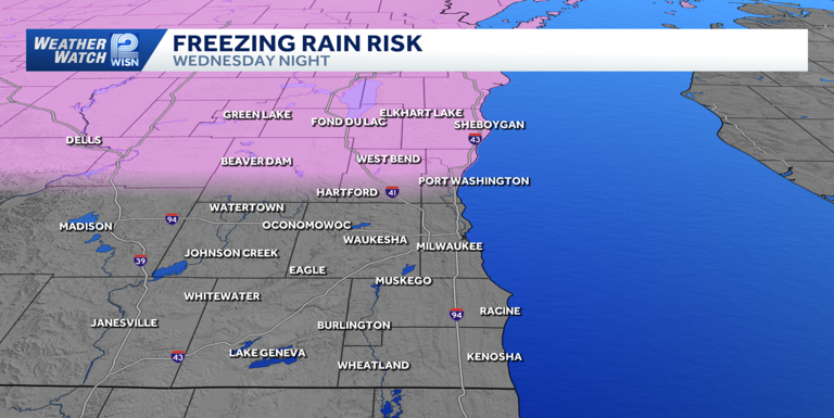 Part of SE Wisconsin under risk for freezing rain Wednesday night into ...