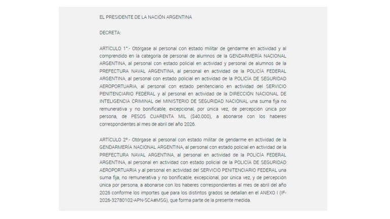 El gobierno otorga un bono de 40 mil a 340 mil pesos a las fuerzas de ...